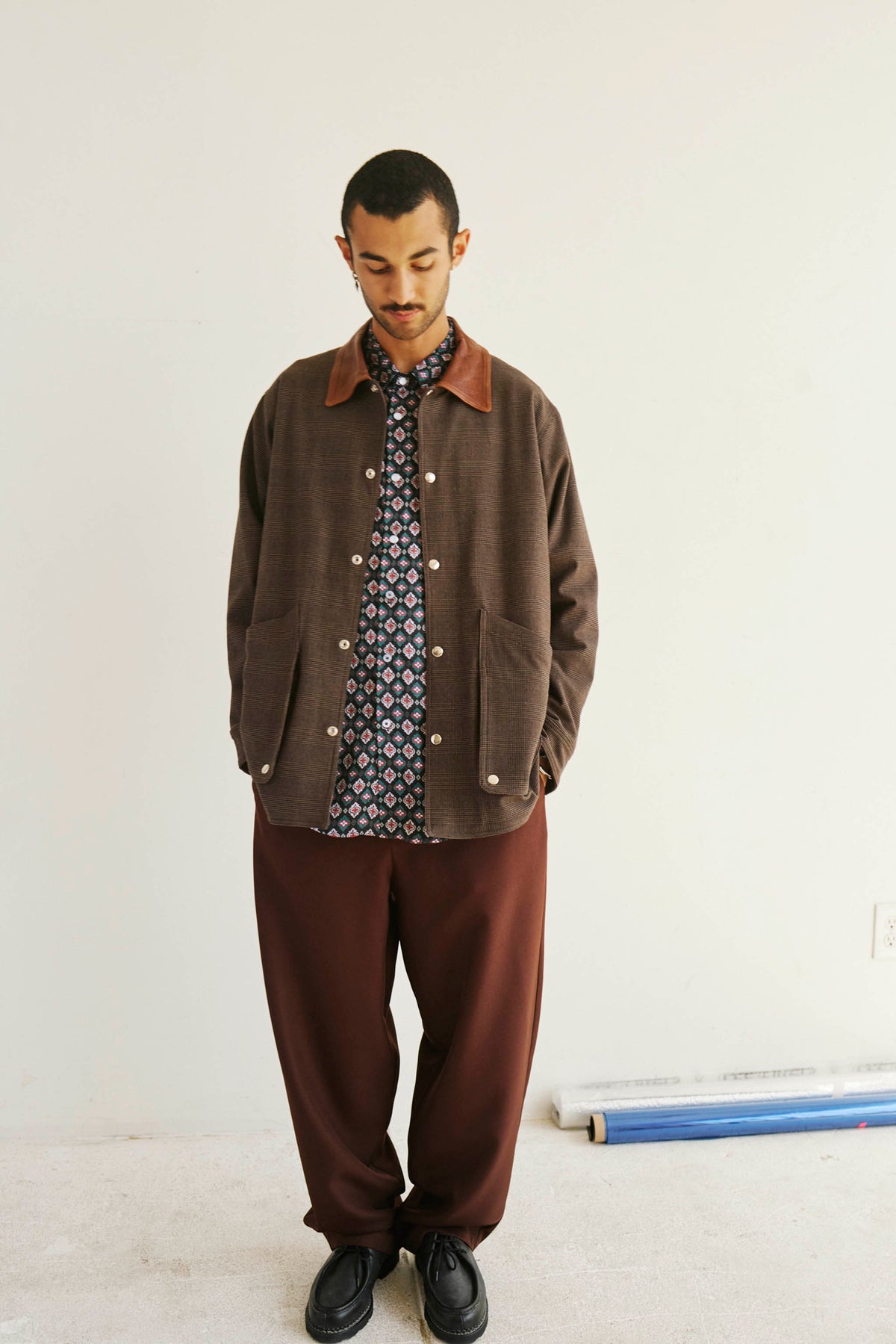 Goodfight Stash Coat Brown Herringbone