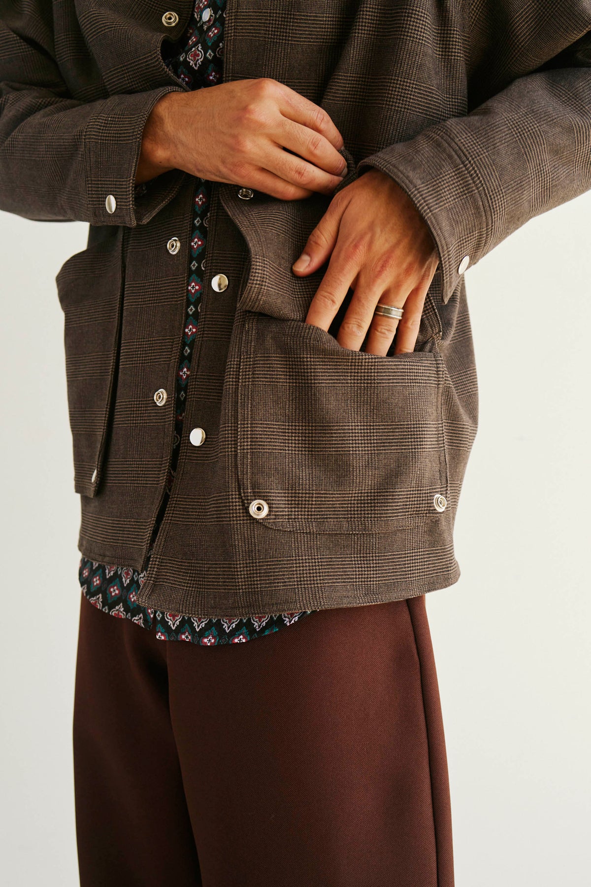 Goodfight Stash Coat Brown Herringbone