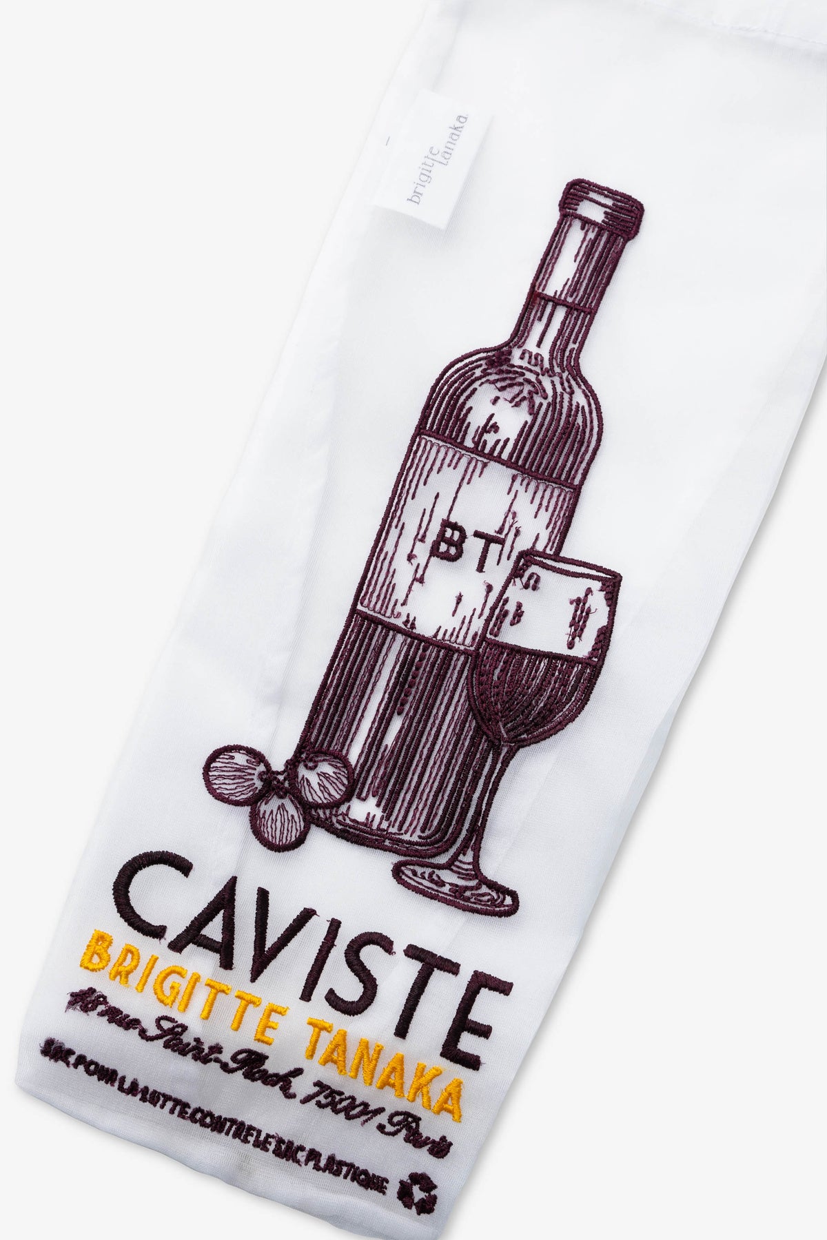 Brigitte Tanaka "Sac Caviste" Embroidered Organza Wine Bag
