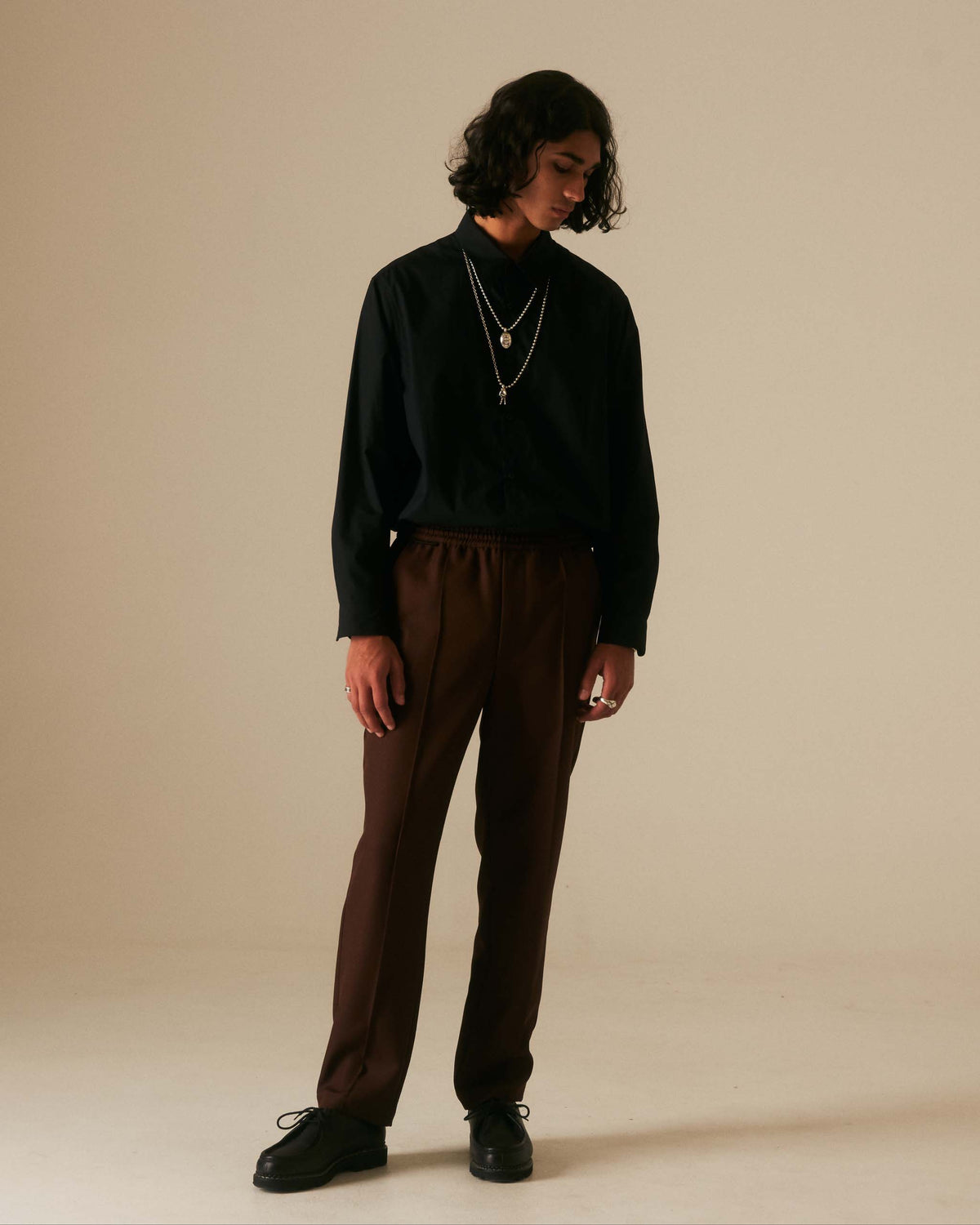 Goodfight Elastic Waist Permapress Trouser Taper Brown