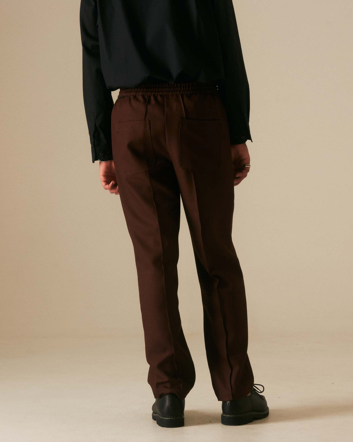 Goodfight Elastic Waist Permapress Trouser Taper Brown