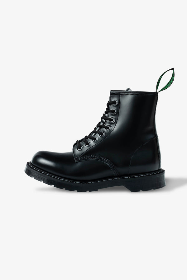 Solovair 8 Eye Derby Boot Black Hi-Shine