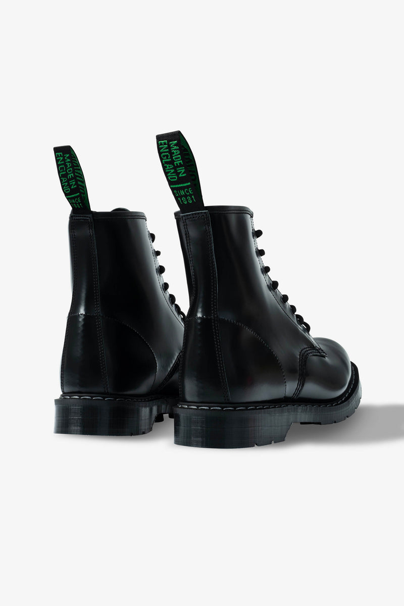 Solovair 8 Eye Derby Boot Black Hi-Shine