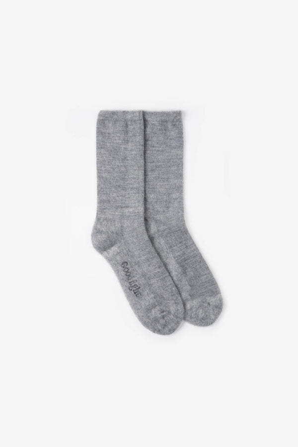 Fuzzy Wool Blend Socks Grey